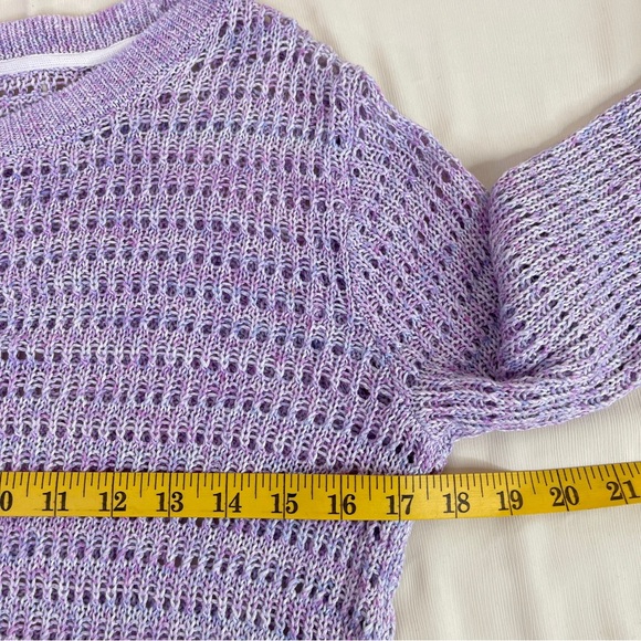 Talbots Top 100% Cotton  Breezy Lavender Open Knit A Touch Of Elegance - Picture 8 of 10